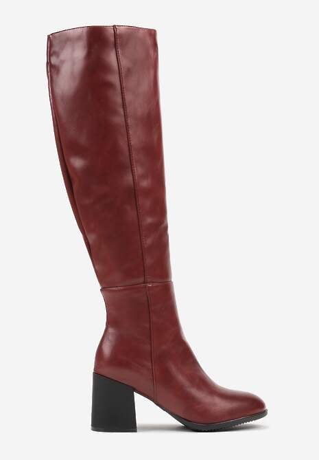 Bordowe Kozaki Vices na Słupku z Przeszyciami Codvira