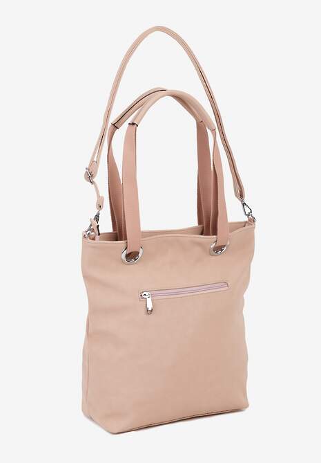 Różowa Torebka z Ozdobnymi Suwakami Rączkami i Paskiem Regulowanym Laiulia