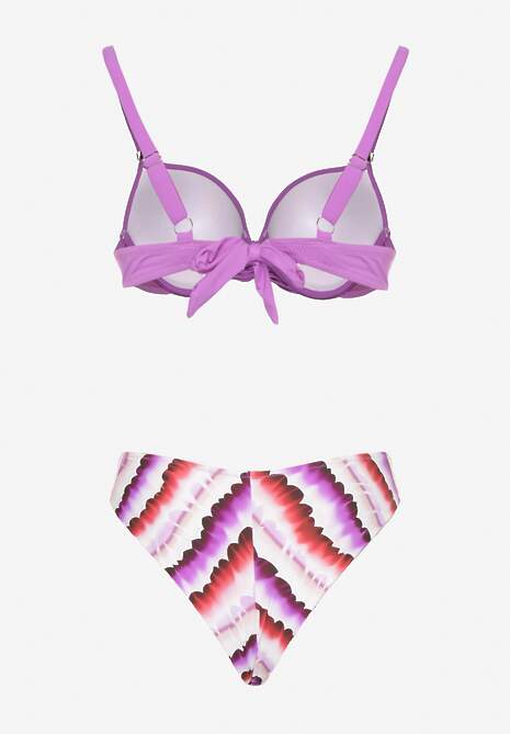 Fioletowo-Różowe Bikini Majtki Figi Ozdobione Nadrukiem i Biustonosz Natinalia