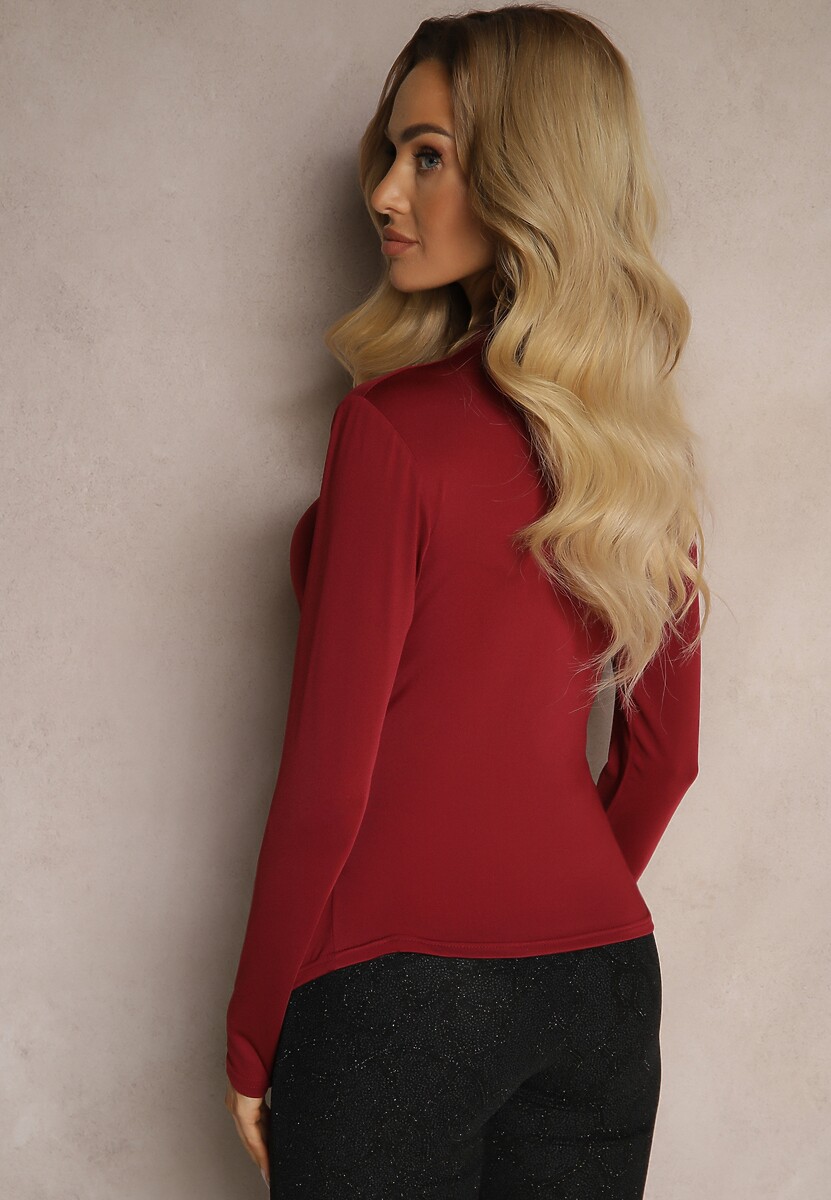 Bordowa Bluzka z Wycięciem Siss