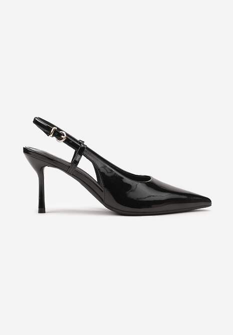 Czarne Sandały Lakierowane Vices na Szpilce Slingback Raleira