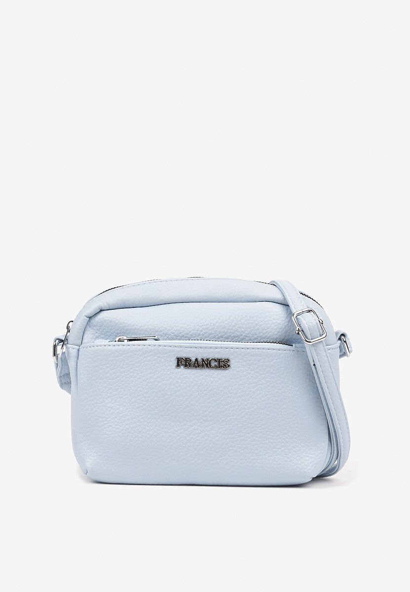 Jasnoniebieska Torebka Typu Listonoszka z Suwakiem i Metalicznym Zdobieniem Silenaia
