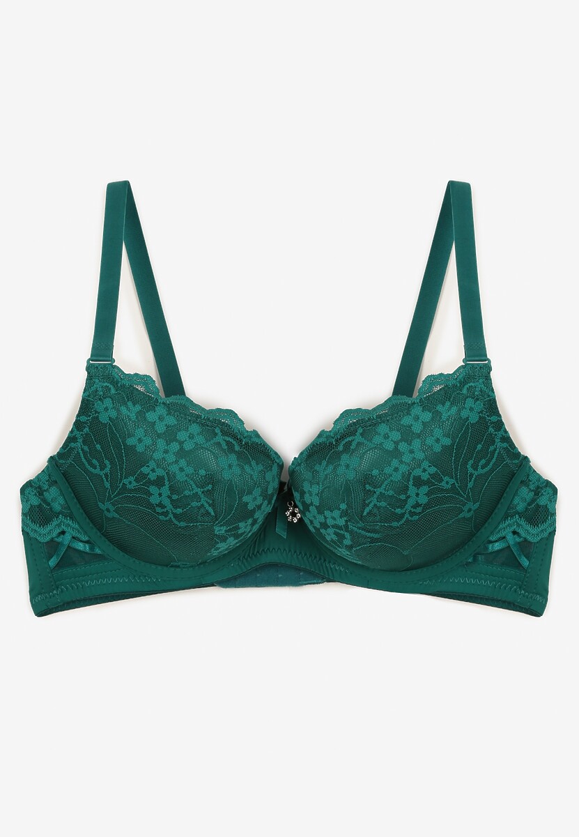 Zielony Koronkowy Biustonosz o Kroju Push-Up Neladrith