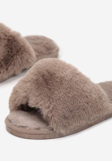 Brązowe Kapcie z Futerkiem Para