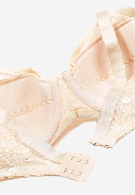 Jasnobeżowy Full Cup Biustonosz z Koronką Vikonie