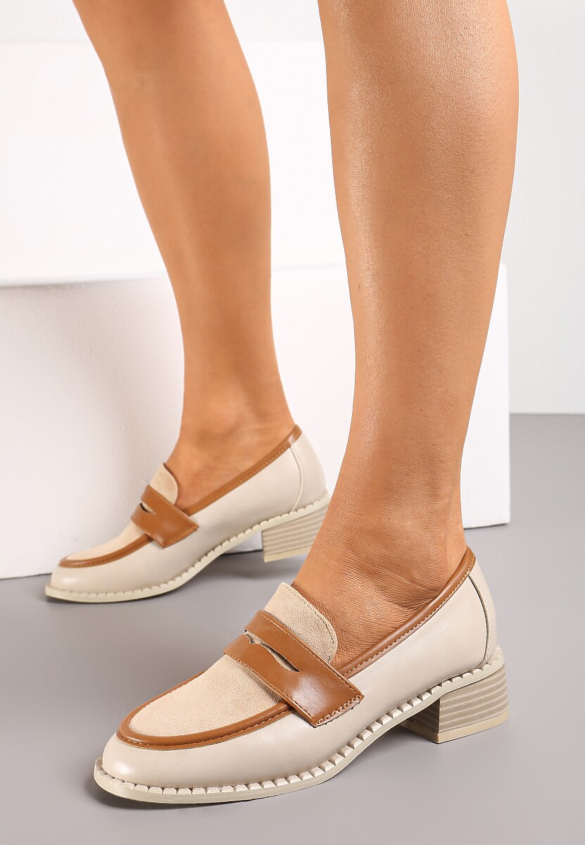 Niebieskie Wsuwane Mokasyny z Płaskim Obcasem i Paskiem z Przodu Mauvela