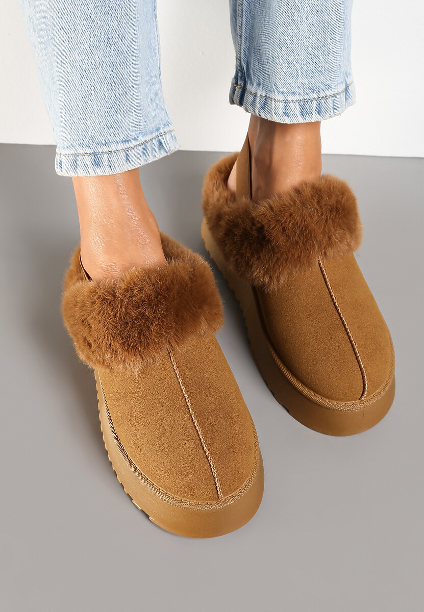 Brązowe Śniegowce na Platformie z Futerkiem Zemiyana