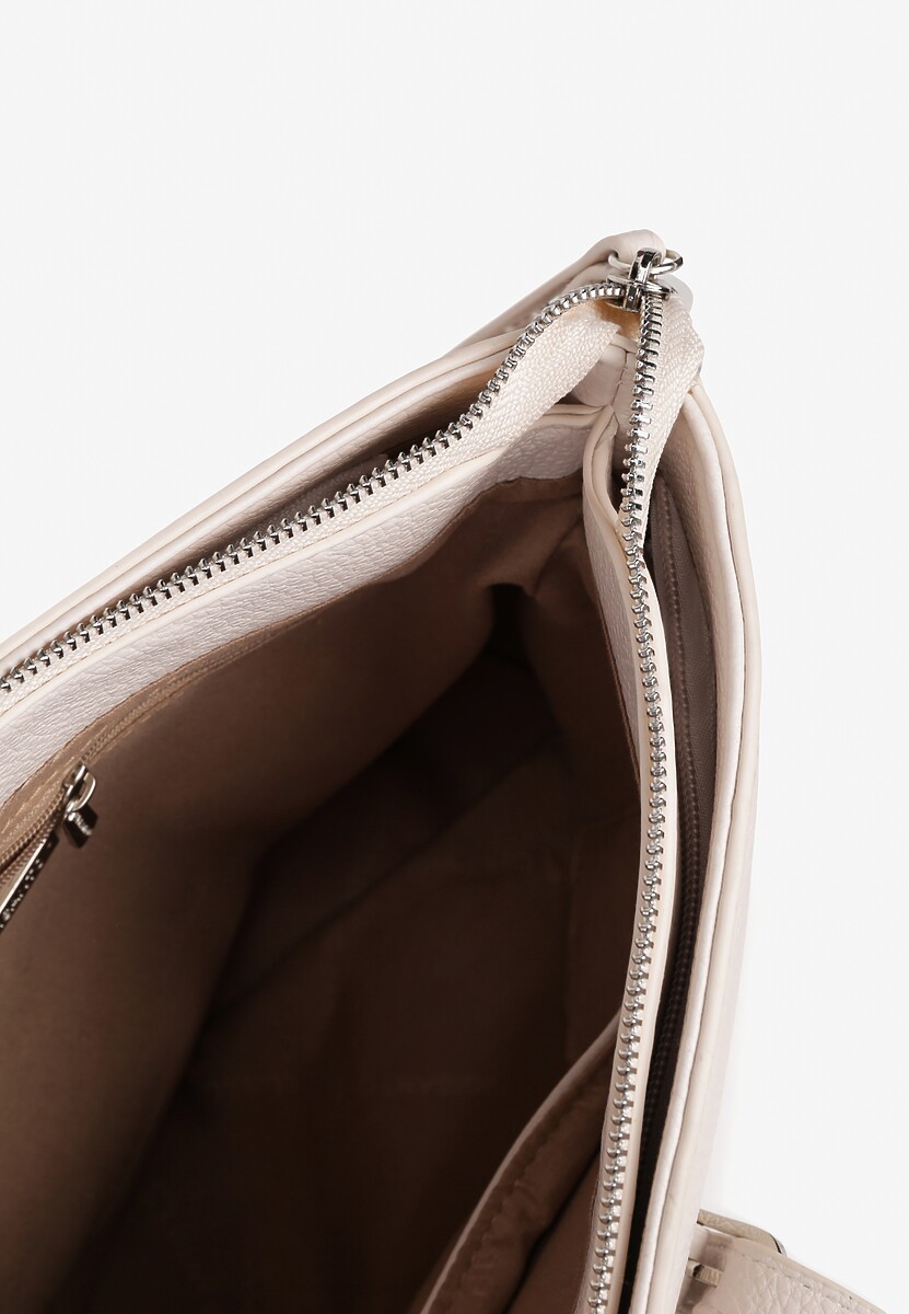 Jasnobeżowa Torebka na Ramię Ozdobiona Paskiem Tanaviana