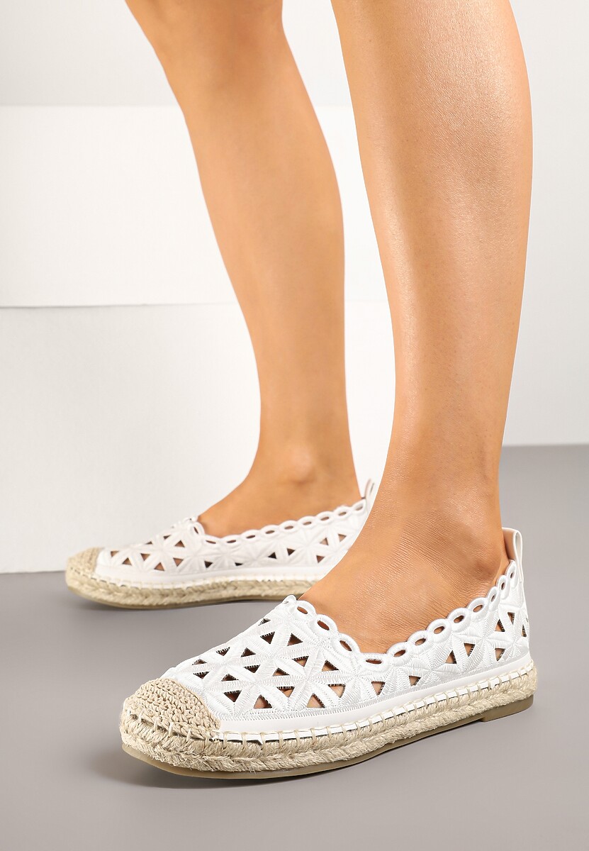 Złote Ażurowe Espadryle Ozdobione Plecionką Meranovia