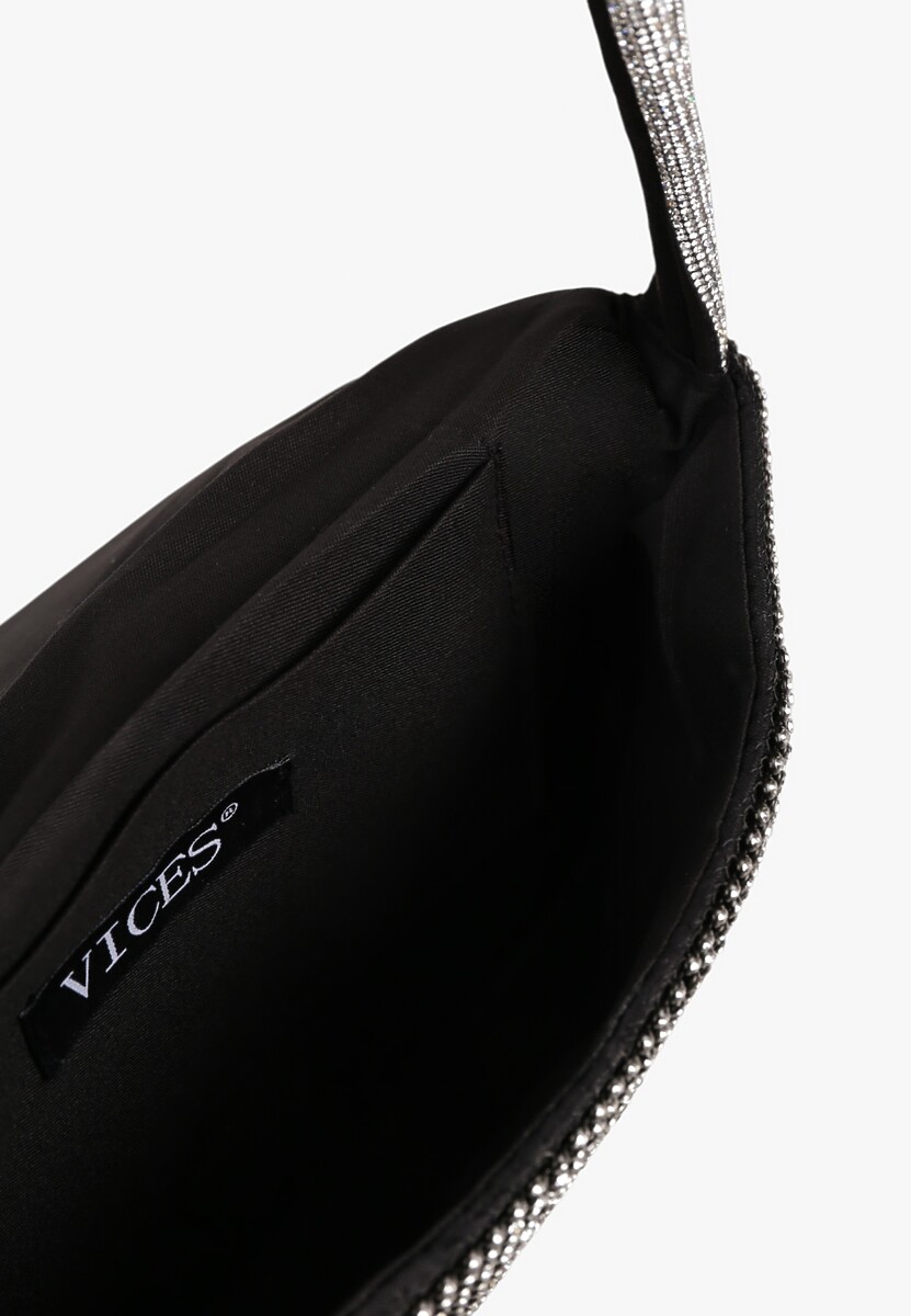 Czarna Torebka Kopertówka Vices Ozdobiona Cyrkoniami Develia