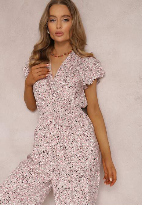 Różowo-Biały Kombinezon z Wiskozy Nesiasa