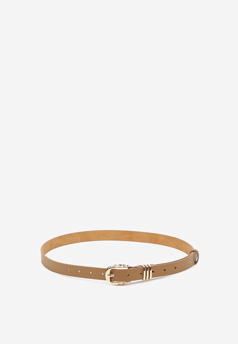 Beżowy Casualowy Pasek Ozdobiony Metaliczną Wstawką Tinika