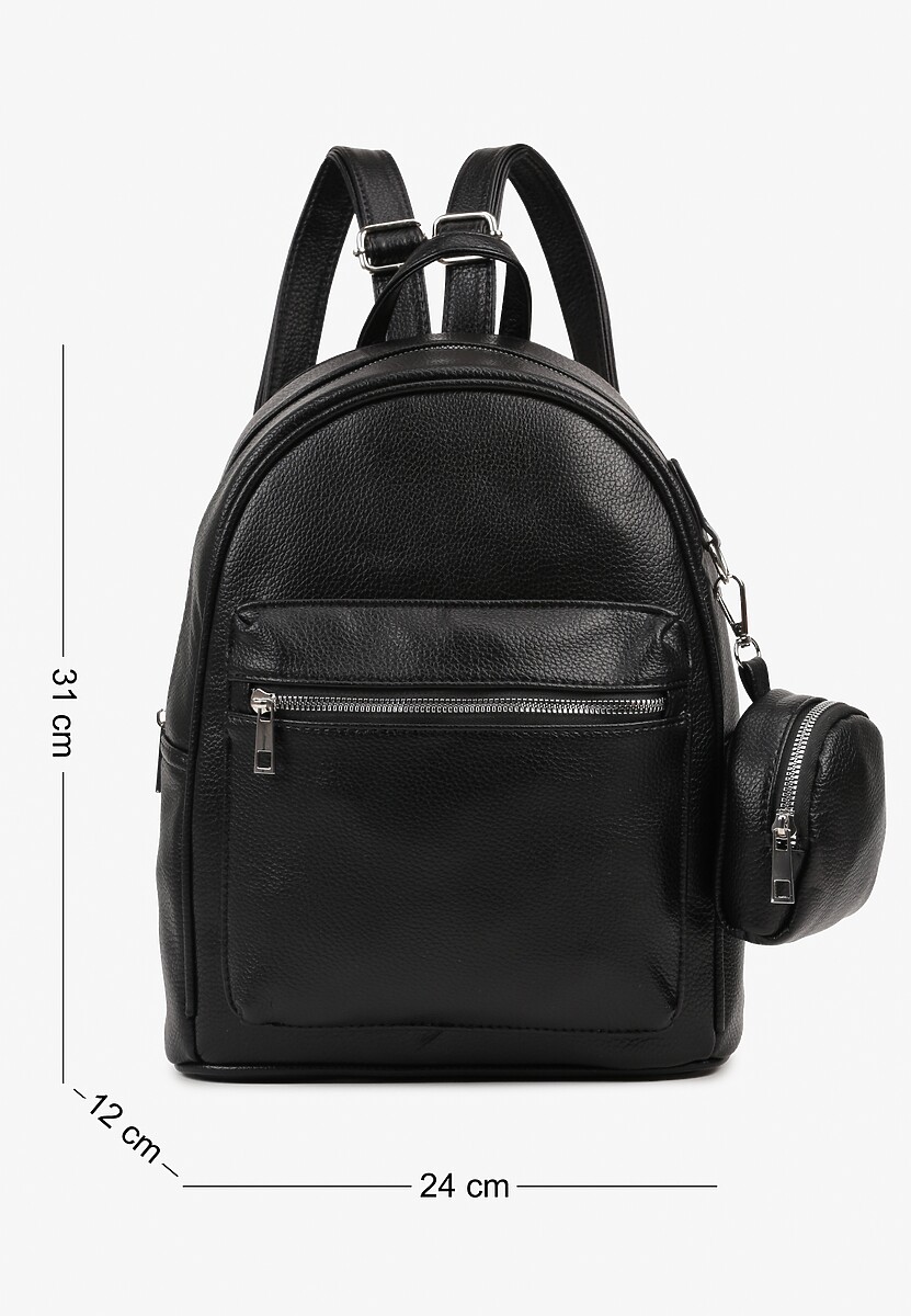 Czarny Mały Plecak z Dodatkową Saszetką i Kieszenią z Suwakiem Pasianne