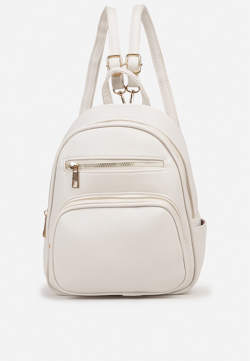 Biały Plecak Ozdobiony Suwakami z Odpinanymi Paskami z Regulacją Nelmira