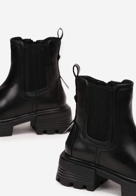 Czarne Botki Sztyblety na Platformie Iagisse