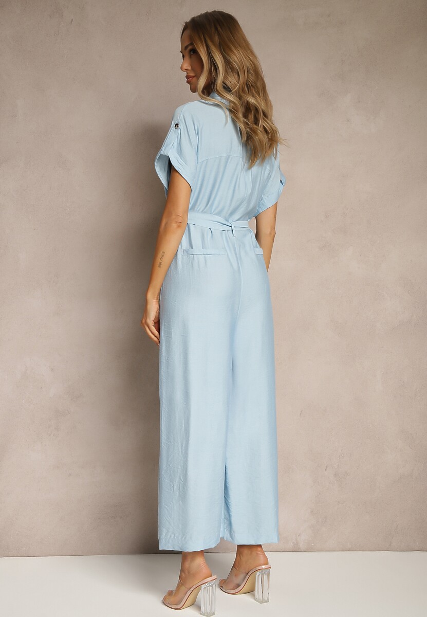 Niebieski Kombinezon Ozdobiony Kieszeniami i Paskiem Wilsedi