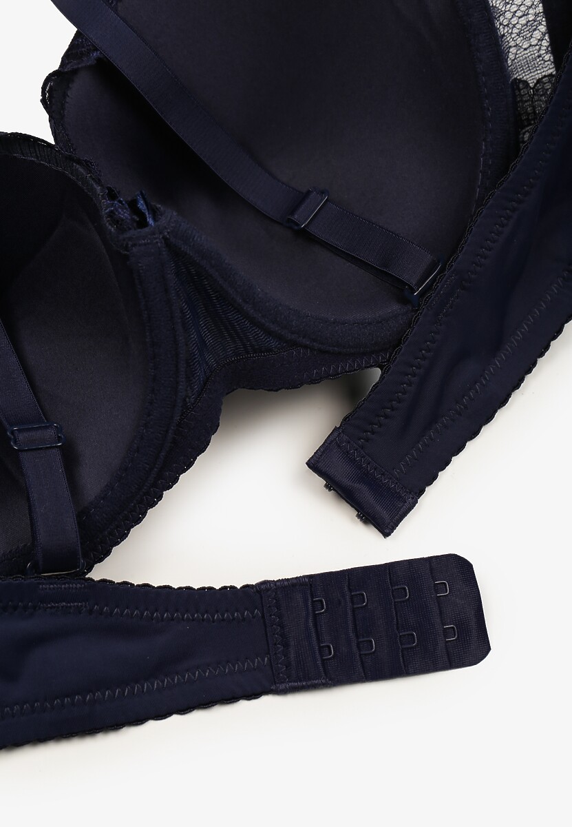 Granatowy Koronkowy Biustonosz Full Cup Lanomira