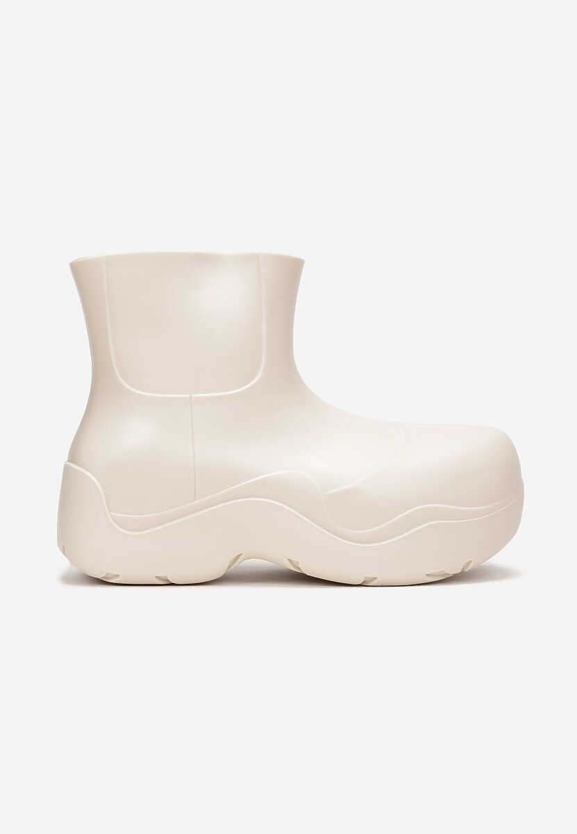 Beżowe Kalosze Gumowe na Grubej Podeszwie Lowen