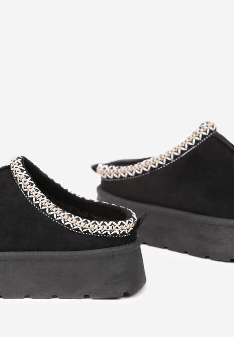 Czarne Krótkie Śniegowce na Platformie Emalith