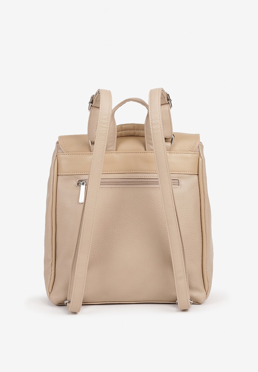 Beżowy Plecak Basic z Ozdobnym Frędzlem Vikelin