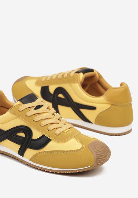 Żółte Sneakersy z Geometrycznym Wzorem Arnenta