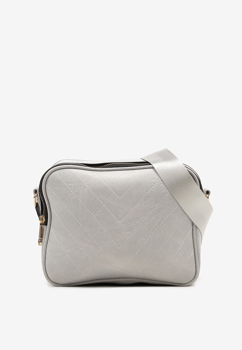 Beżowa Pikowana Torebka z Dwiema Komorami i Materiałowym Paskiem Crossbody Riola