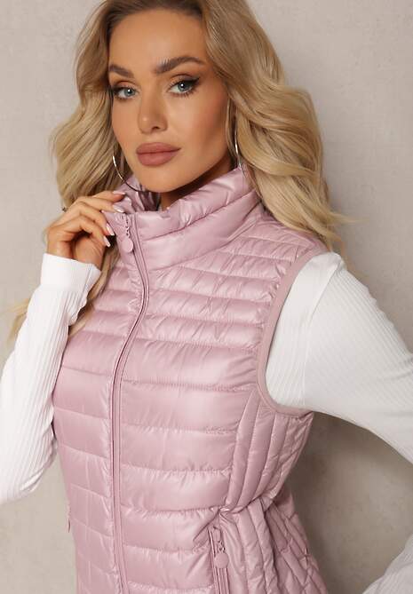 Różowa Kamizelka z Pikowaniem Bez Kaptura Bilettia