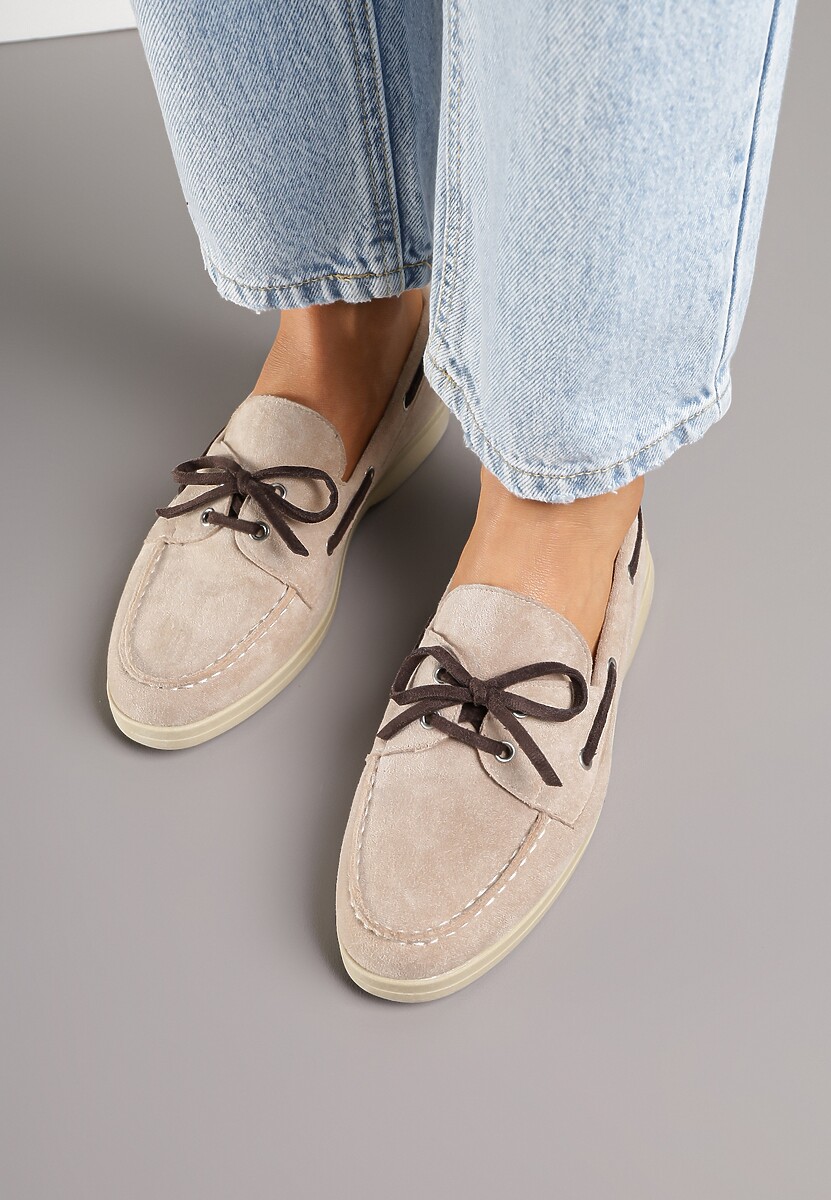 Beżowe Mokasyny z Kokardą Gohilde