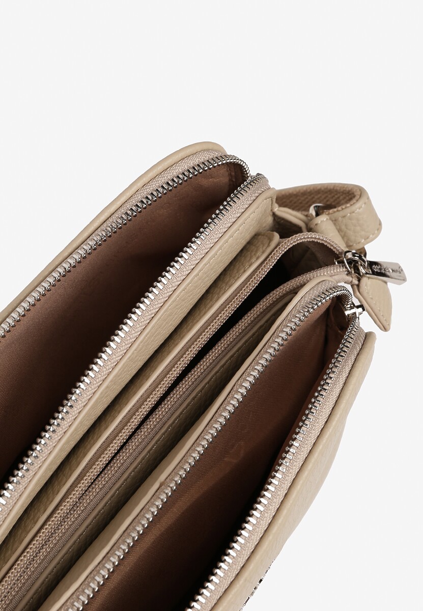 Jasnobeżowa Torebka Ozdobiona Metaliczną Aplikacją Tanarata