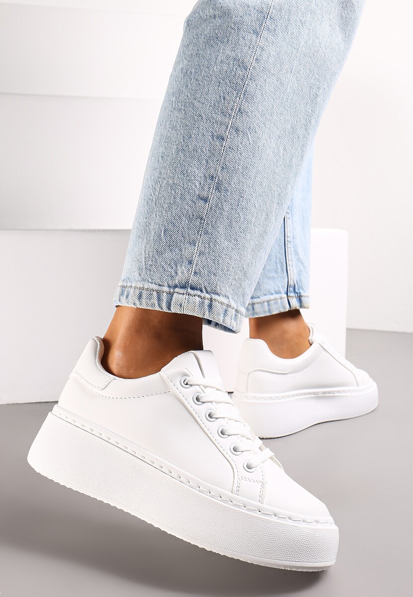 Białe Sneakersy na Grubej Podeszwie Cernanda