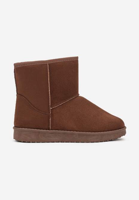 Brązowe Śniegowce z Przeszyciami po Bokach Retena