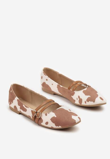 Brązowe Balerinki w Łatki z Cienkimi Paseczkami Daviviora