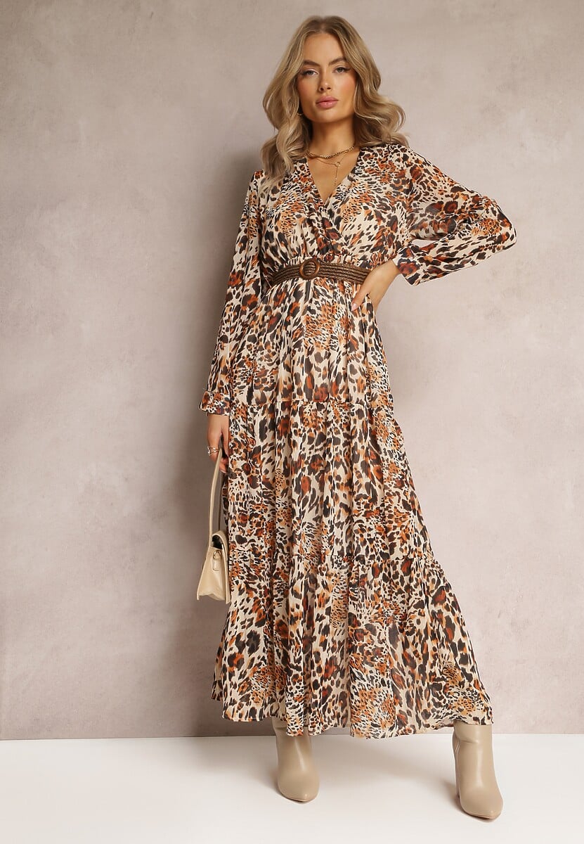 Brązowo-Beżowa Sukienka Hellanassa