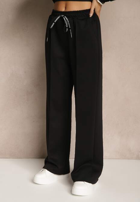 Czarny Komplet Dresowy z Bawełny Zasuwana Bluza i Spodnie Teviora