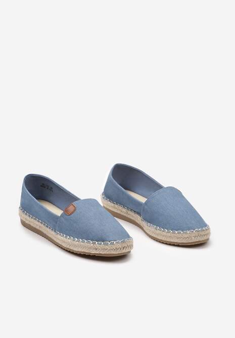 Niebieskie Płaskie Casualowe Espadryle w Stylu Boho Lephea