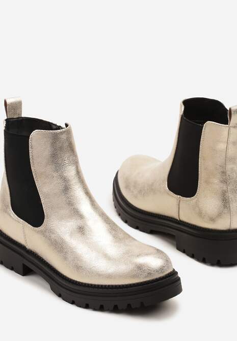Złote Botki Sztyblety w Stylu Basic Mirelitte