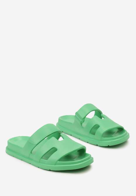 Zielone Basenowe Klapki Piankowe z Wycięciami na Pasku Wrenlita
