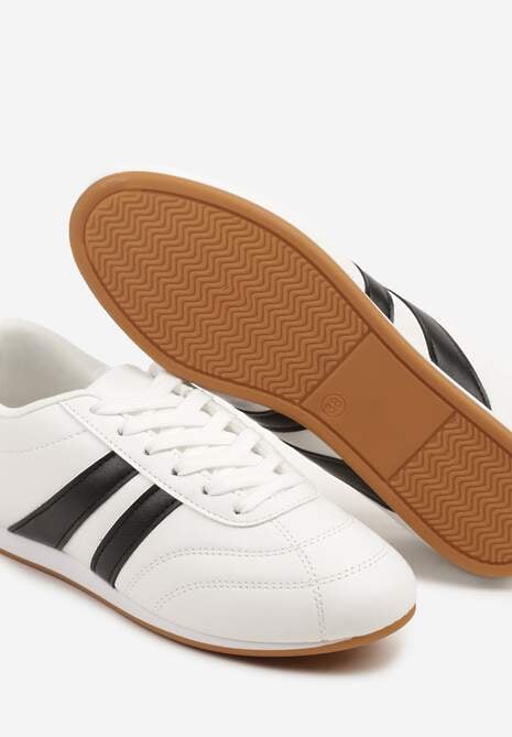 Biało-Czarne Sneakersy Typu Tenisówki z Paseczkami Liantina