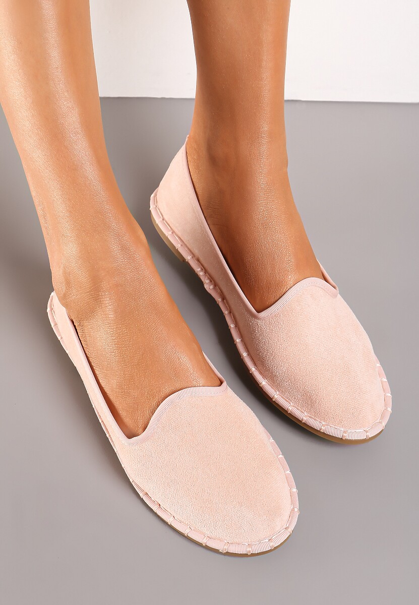 Niebieskie Materiałowe Balerinki na Płaskim Obcasie z Okrągłym Noskiem Apreseha