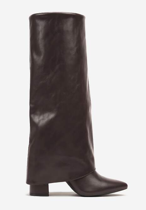 Ciemnobrązowe Kozaki Vices na Słupku w Stylu Kowbojek z Wywiniętą Cholewką Alorriva