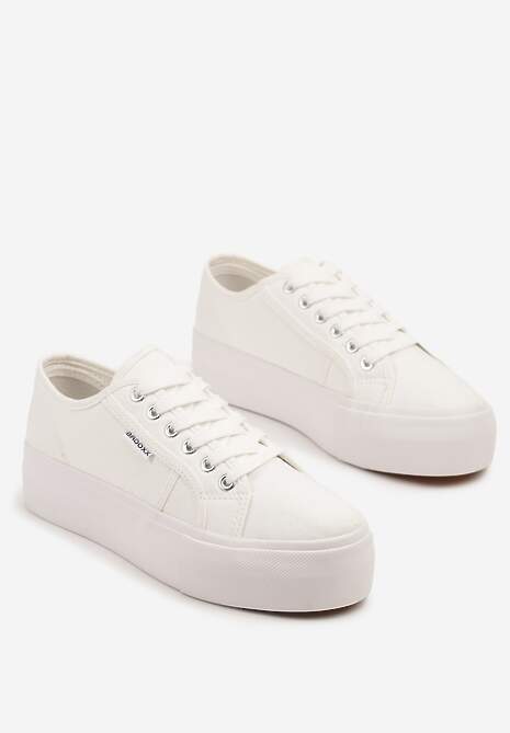 Białe Basicowe Trampki na Platformie Mailiselle