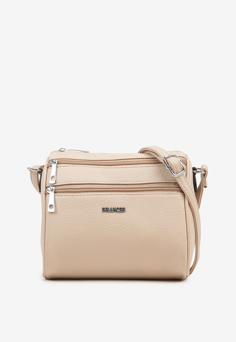 Beżowa Mała Torebka Listonoszka z Kieszeniami na Suwak Savirette
