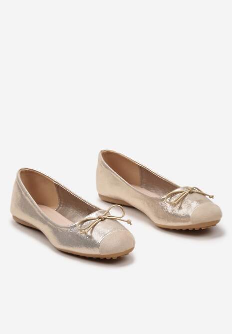Złote Balerinki z Subtelną Kokardką Blosorina