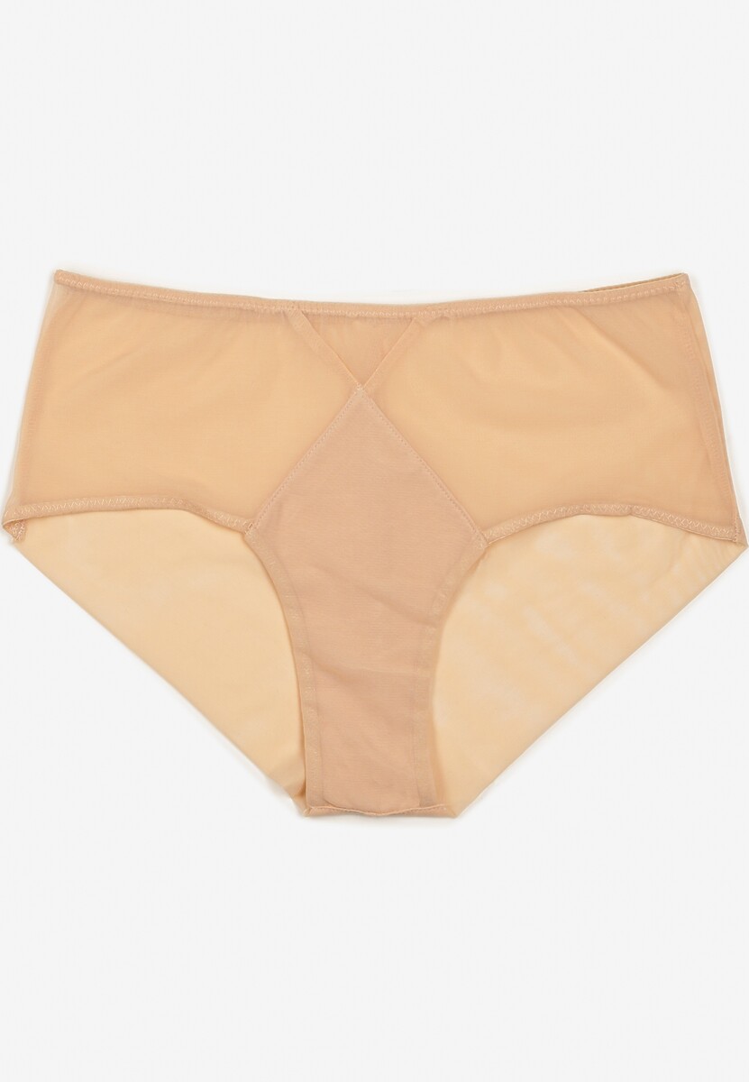 Beżowe Siateczkowe Majtki Figi Vadiana