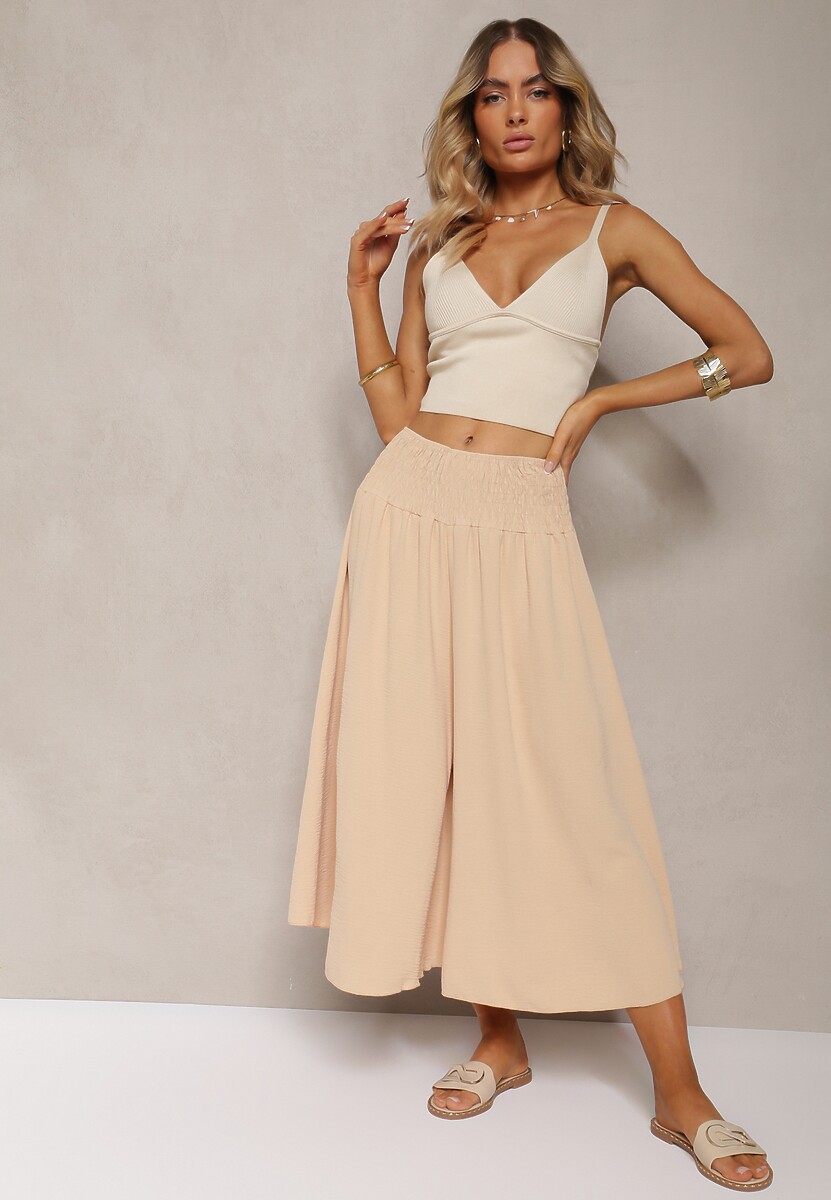 Niebieskie Spodnie Szerokie Luźne High Waist Inestria