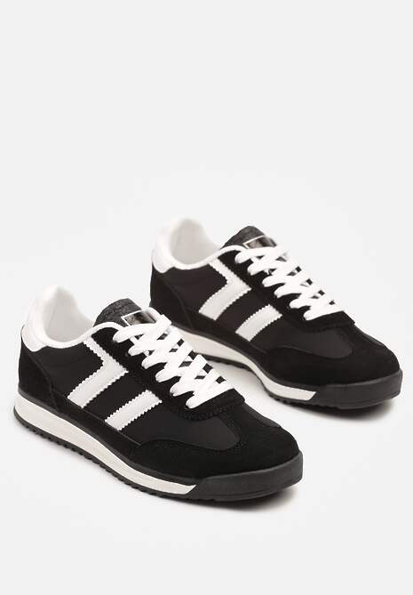 Czarne Sneakersy z Geometrycznym Wzorem Eravania