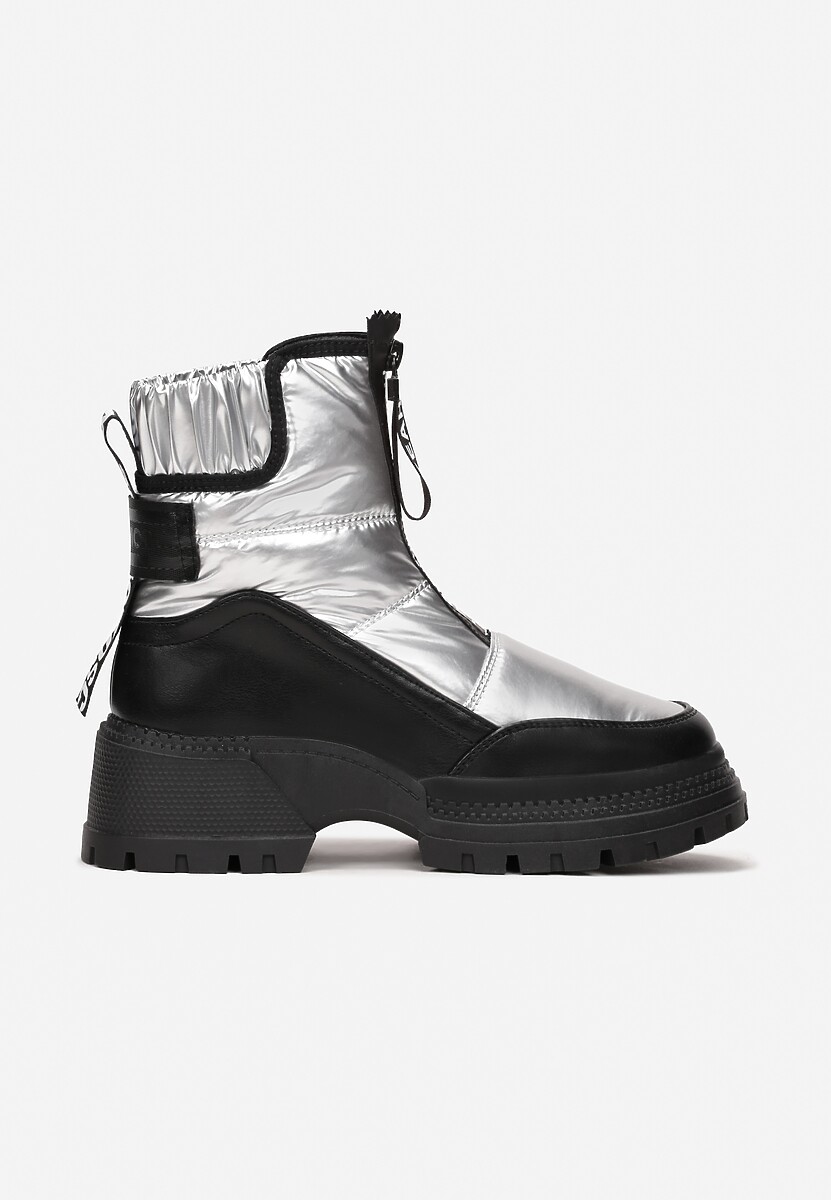 Srebrne Śniegowce Pikowane z Lampasami Hiva