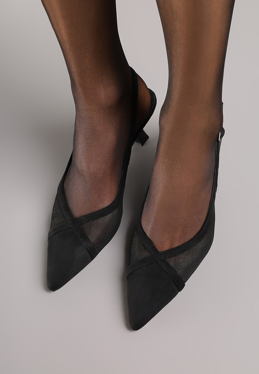 Czarne Przezroczyste Sandały Vices na Kaczuszce Typu Slingback Atilessa