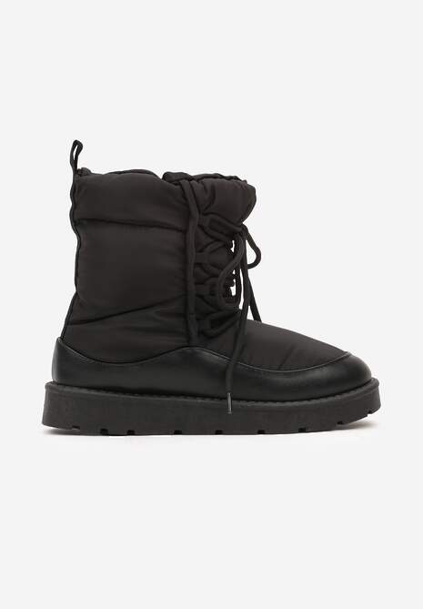 Czarne Śniegowce Ozdobione Sznurówkami Vortitha