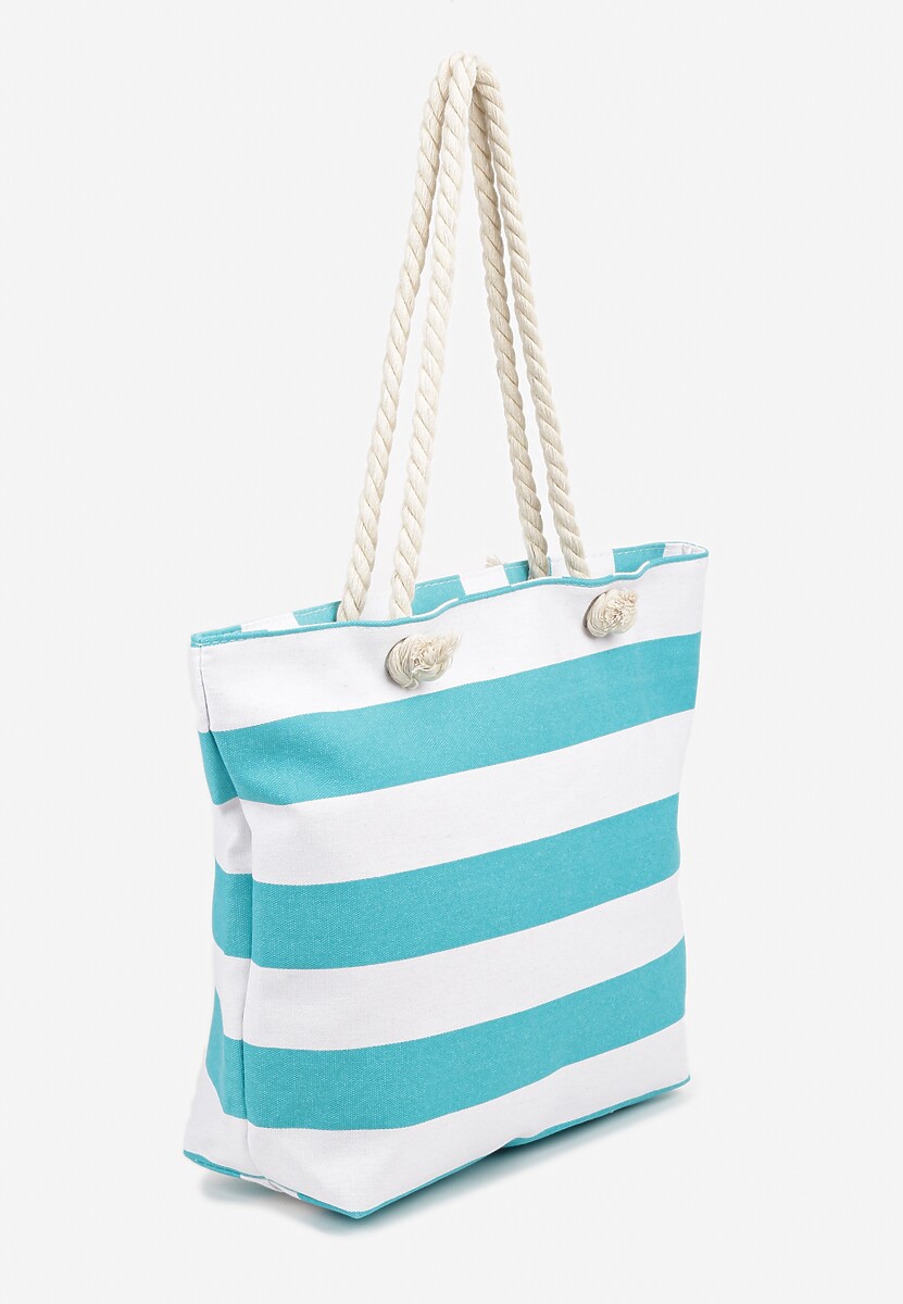 Zielona Torebka Ozdobiona Sznurkiem Napisami i Paskami Revandellea